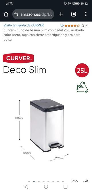 Cubo de basura curver 25 litros