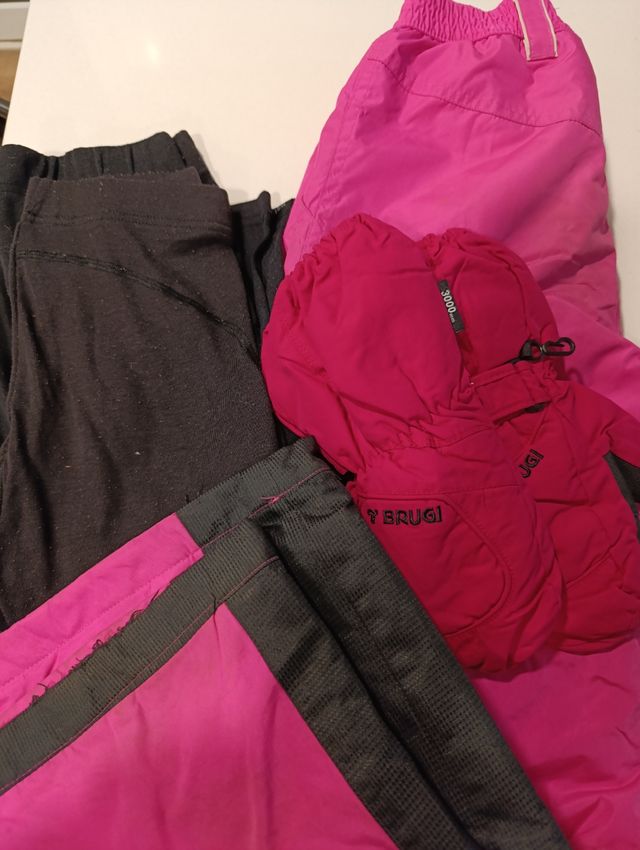 Pantalones, mallas y guantes esquí 7-9 años
