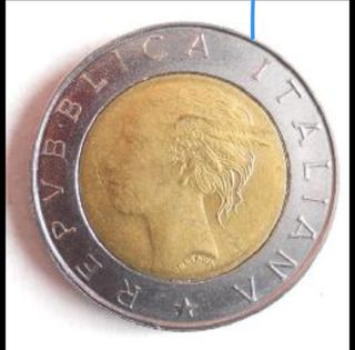 Italia 500 liras conmemorativa 50años policía ital