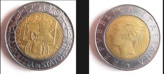 Italia 500 liras conmemorativa 50años policía ital