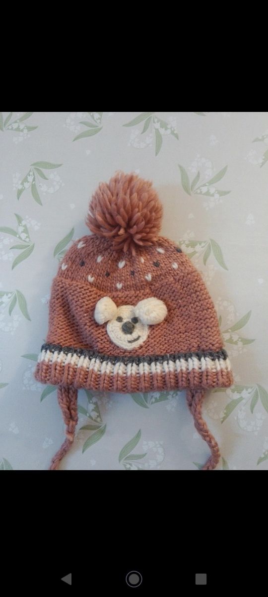 Cappello invernale ZARA in lana per bambino-bambina con orsetto