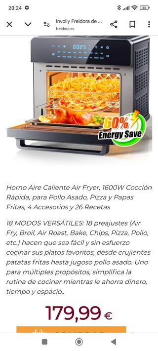 Freidora de aire 15 L.