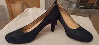 Zapatos tacón azul terciopelo talla 38
