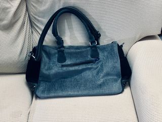 Elegante Borsa Vintage in tessuto grigio ecopelle