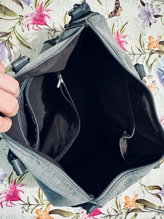 Elegante Borsa Vintage in tessuto grigio ecopelle