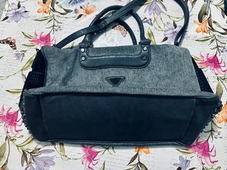Elegante Borsa Vintage in tessuto grigio ecopelle