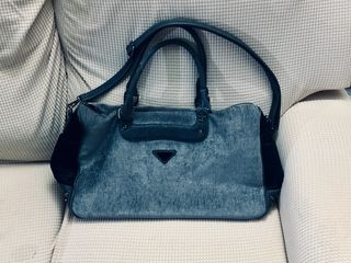 Elegante Borsa Vintage in tessuto grigio ecopelle