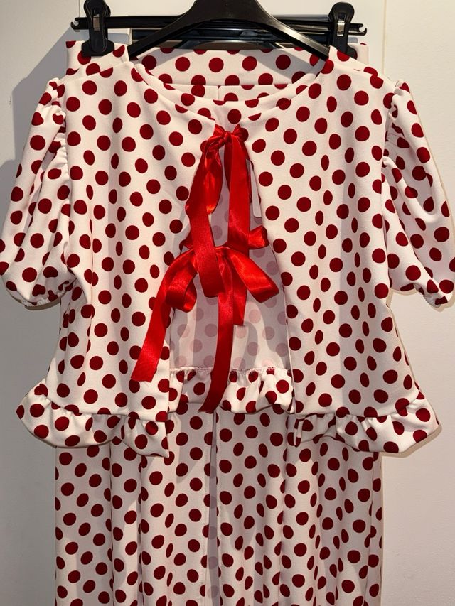 Conjunto dos piezas lunares rojo y blanco S