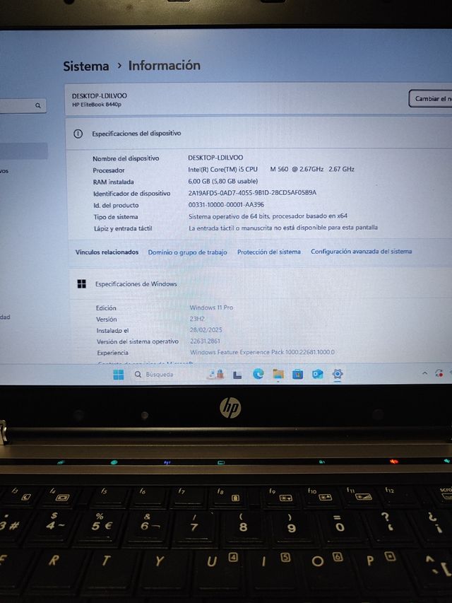 Portátil HP EliteBook 8440p, i5, 6Gb RAM, 500Gb