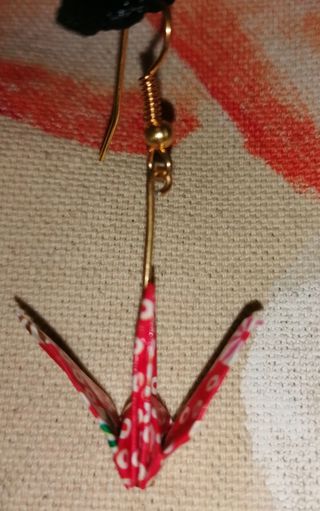 Pendientes grulla origami. Hecho a mano