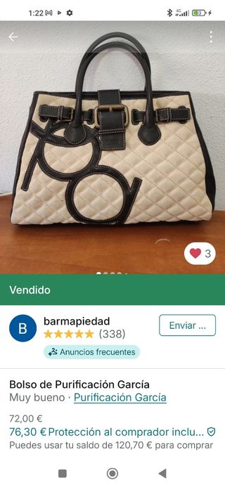 Bolso beige marrón de piel de Purificación García