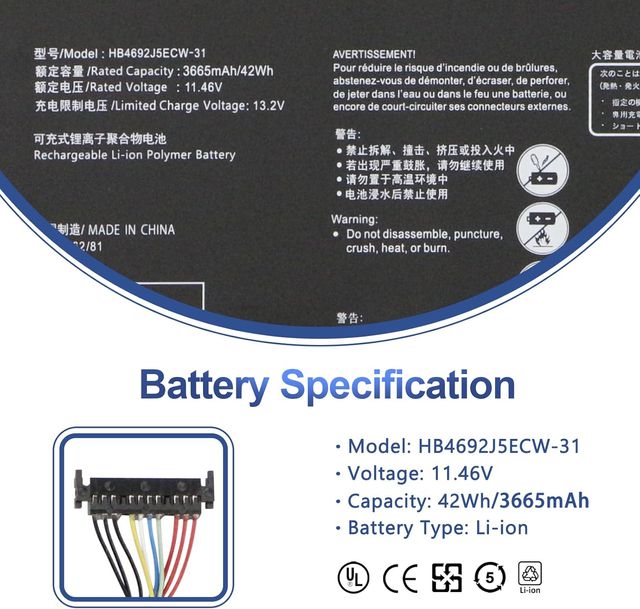 BATTERIA ANTIEE per Huawei MateBook x-15 HB4692J5ECW-31