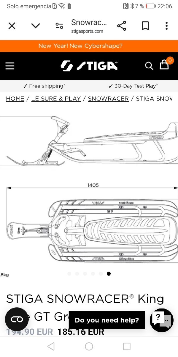 Trineo Stiga Xl para 1 adulto más 1 niñ