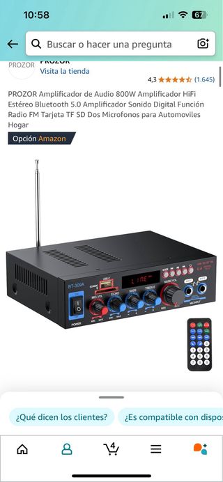 Altavoces mas amplificador con bluethoot