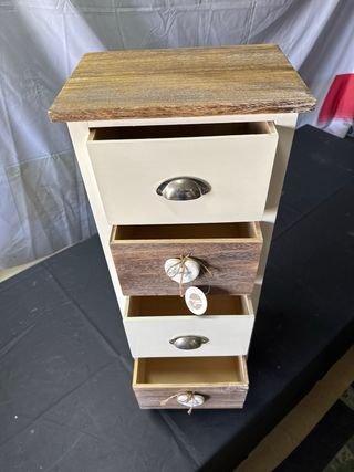 Cassettiera vintage da bagno/cucina a 4 cassetti