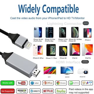 Cable HDTV Lightning a HDMI para iphone 14/13/12/1