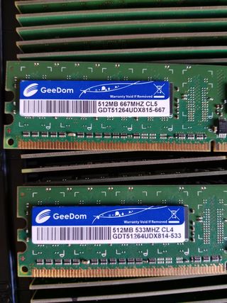 Tarjetas memoria RAM 512 mb nuevas