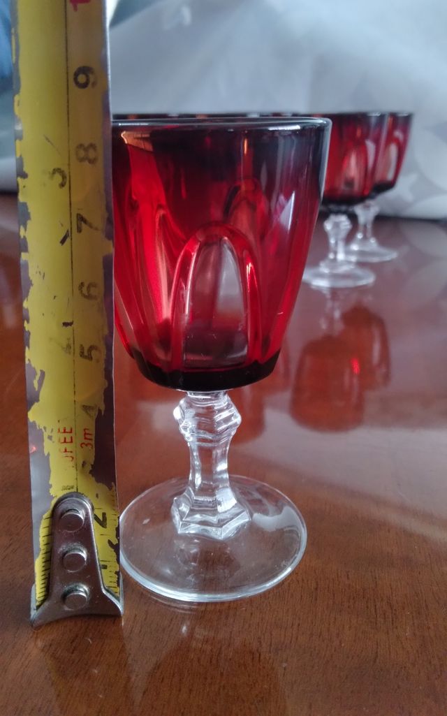 Copas de licor cristal  rojo
