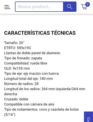 Rueda trasera MTB 26