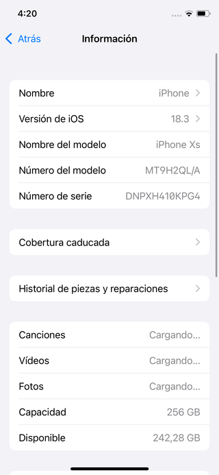iPhone XS - 256 GB - Gris Espacial