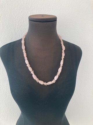 Gargantilla Collar Cuarzo Rosa Estuche Caja Mader