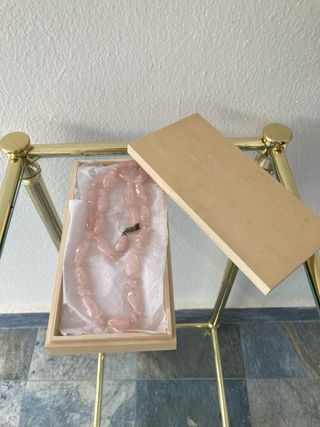 Gargantilla Collar Cuarzo Rosa Estuche Caja Mader