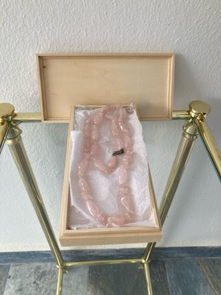 Gargantilla Collar Cuarzo Rosa Estuche Caja Mader