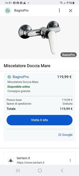 Rubinetto doccia mare