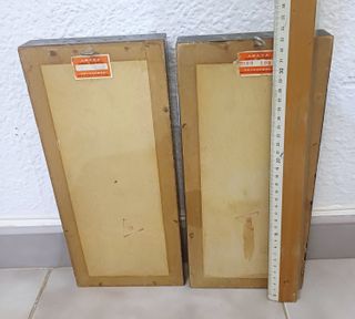 PAREJA ANTIGUOS CUADRO ORIENTAL ARTE JAPON RELIEVE