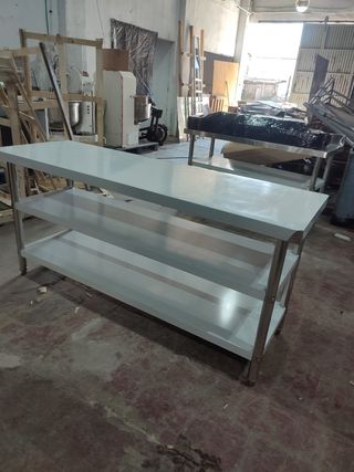 MESA DOBLE ACERO INOX 1,8M