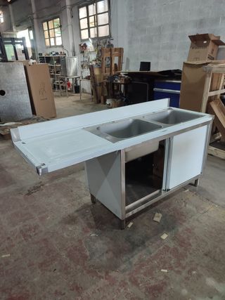 FREGADERO DOBLE ACERO INOX 1,8M