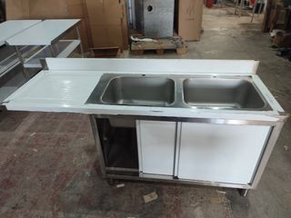 FREGADERO DOBLE ACERO INOX 1,8M