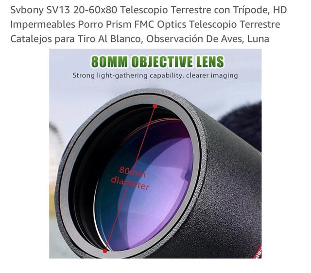 SVBONY SV13 telescopio terrestre tiro