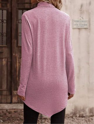 Camisa túnica  larga  rosa cuello alto rosa