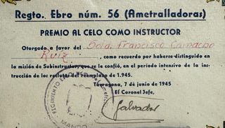 Franco diploma instructor de ametralladoras