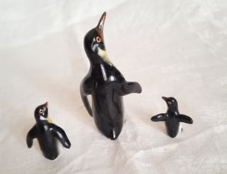 Set Miniatura Famiglia Pinguini Porcellana Vintage