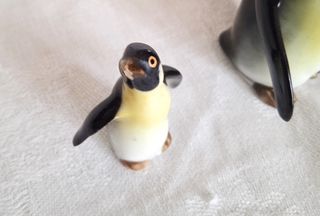 Set Miniatura Famiglia Pinguini Porcellana Vintage