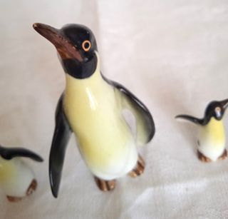 Set Miniatura Famiglia Pinguini Porcellana Vintage