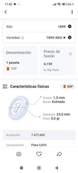 1 peseta Alfonso XIII de 1899