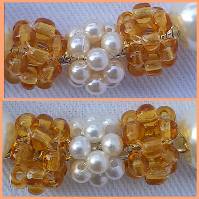 SET di collana e bracciale con charms colore perla