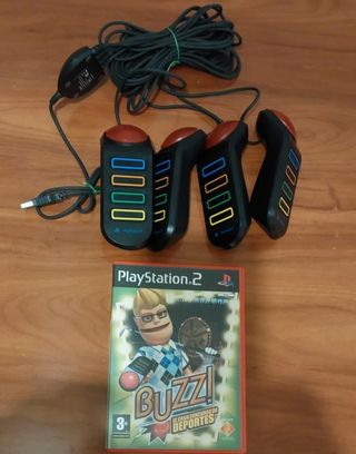 PS2 Consola y 2 micrófonos Regalo Buzz y 4 mandos