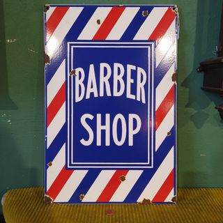 CHAPA ESMALTADA: "BARBER SHOP"