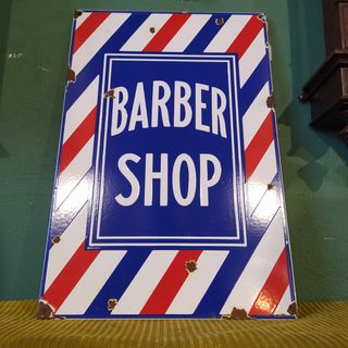 CHAPA ESMALTADA: "BARBER SHOP"