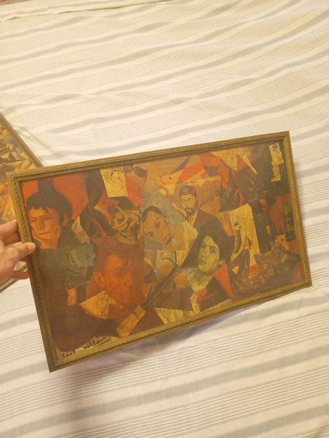 Cuadro collage más pequeño de madera