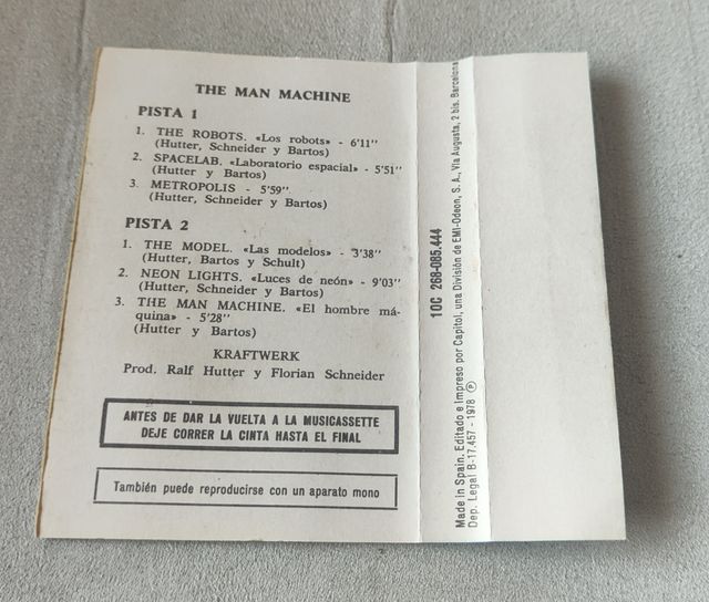 Cassette Kraftwerk el hombre máquina