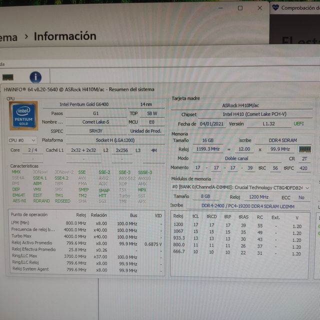 PC SOBREMESA I3 10° 8 GB DDR4 NVME 250 HDD 1TB