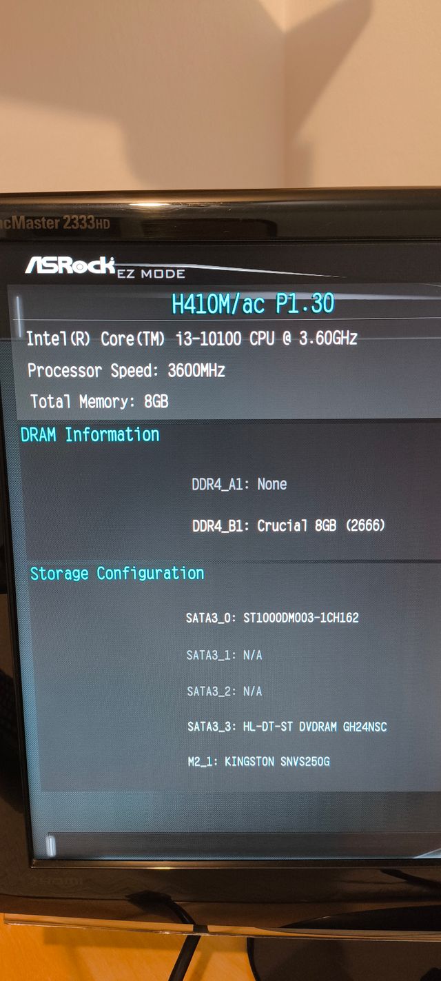 PC SOBREMESA I3 10° 8 GB DDR4 NVME 250 HDD 1TB