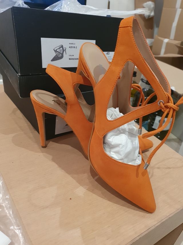 Zapatos mujer eventos T40 naranjas