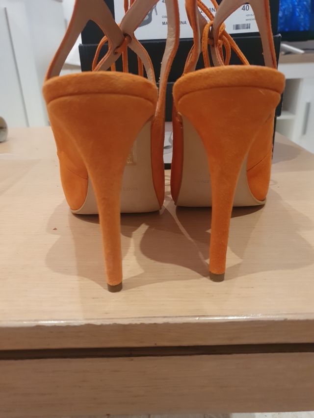 Zapatos mujer eventos T40 naranjas