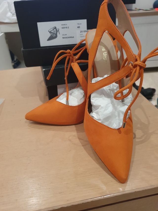 Zapatos mujer eventos T40 naranjas